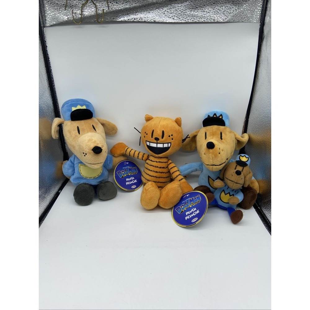 Jakks Pacific Dog Man Plush Set Petey the‎ Cat DreamWorks 4 Piece Lot NWT